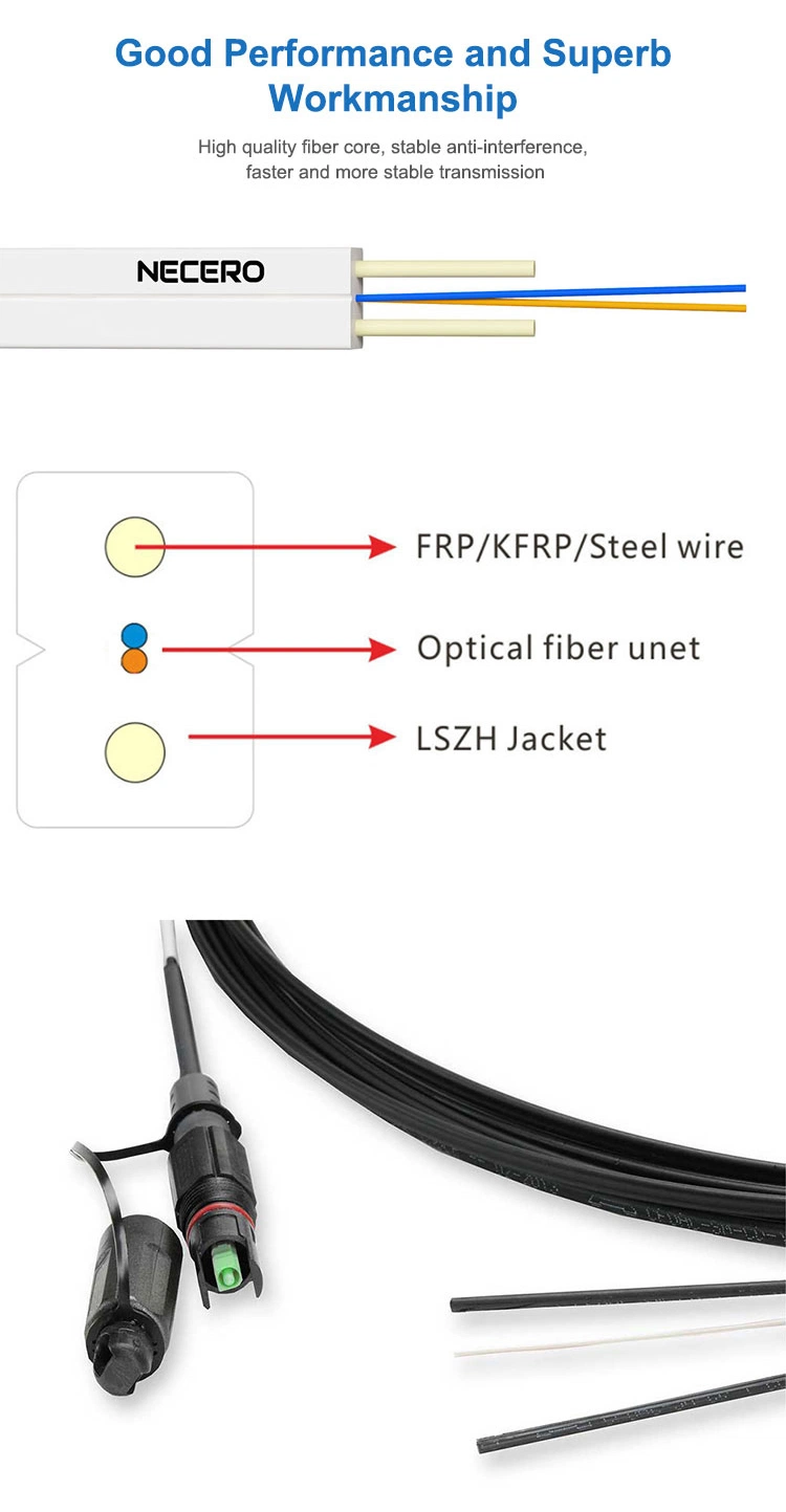 Gjyxch G657A2 Single Mode 1 Core Outdoor Fiber Optical/Optic FTTH Drop Cable Necero Brand